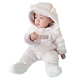 Romperinbox ベビー キッズ用 くまさんカバーオール フード付き 着ぐるみ 子ども服 もこもこ 防寒着 (0～3ヶ月, ベージュ)