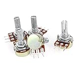 uxcell コントロールポット ポテンショメータ 金属軸 トップの調整 シングルリニア 5 個 B500K タイプ B 500K Ohm