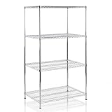 casa pura Steel Chrome Wire Shelving | Everest | 4 Tier | 36"x14"x63" | Ideal storage for garage, ki