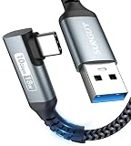 SUNGUY USB Type C ケーブル L字 1.5M USB3.1 Gen2 10Gbps データ転送 USB-A to USB-C タイプc ケーブル 3A急速充電 Android Auto対応 ナイロン編み iPhone16/15シリーズ/Galaxy S23/iPad Pro/iPad air/Xperia/Yogaその他Type-cデバイス対応 グレー 1.5m