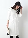 Angeliebe エンジェリーベ マタニティ ワンピース 授乳口付き 六分 袖 ミニ 裏毛 ワンピ 妊婦服 産前 産後 M ～ L ホワイト 21776 21776202