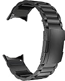 [MaKTech] チタンリストバンド グーグル・ピクセル・ウォッチ 用, メタルブレスレットストラップ トータスバックル付きアダプター付き Google Pixel Watch 4/3 [2025] 用 (45mm,ブラック)