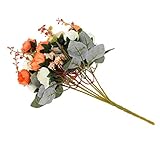 Homyl 花束　造花　フラワー　バラ　花と葉　生き生き　シルク　結婚式　パーティー　ブライダルブーケ　デコレーション　全３色選べ - オレンジ