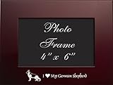 4x6 Brushed Metal Picture Frame-I love my German Shepherd-Burgundy by LXG, Inc.