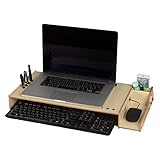 机上台 モニター台 モニタースタンド モニターラック ディスプレーを高まるラック デスクトップシェルフ 2段式収納 キーボード収納 パソコン ノートパソコン 組立簡単 工具不要  猫背を防ぐ 幅56cm×奥行28cm×高さ7.5cm (ベー