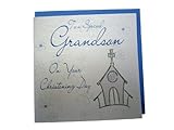 White Cotton Card Christening Grandson by WHITE COTTON CARDS