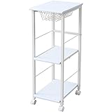 山善(YAMAZEN) キッチンワゴン ホワイト 29.5×42×87.5cm KPB-2942(WH)