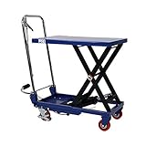 油圧式リフトテーブル 青 折りたたみ 耐荷重約150kg キャスター付き ノーパンクタイヤ 台車 昇降台 油圧リフト 油圧台車 テーブルリフト テーブルリフター リフティングテーブル ハンドテーブルリ