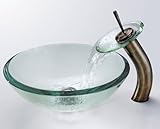 Kraus C-GV-101FR-12mm-1810CH Frosted Glass Vessel Sink and Visio Faucet Chrome [並行輸入品]