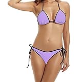 ADECライトパープルレディースセクシークール三角形ビキニセット水着Two Piece カラー: ブラック