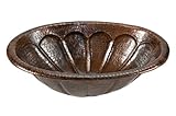 Premier Copper Products LO19RSBDB Oval Sunburst Self Rimming Hammered Copper Sink, Oil Rubbed Bronze