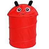 rMayストアランドリーHamper漫画デザインキッドポップアップ、折りたたみ可能な洗濯物ストレージ服バスケットfor Children布 レッド