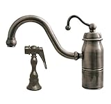 Whitehaus 3-3165-SPR-C-PBRAS Beluga 9-Inch Single Handle Faucet with Traditional Curved Swivel Spout