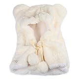 【ノーブランド品】 耳付きずきん ニット帽 ネックウォーマー ポンチョ ベビー キッズ 男の子 女の子 46-52cm アイボリー