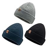 [WindTour] ニット帽 秋冬 リブ編み 厚手 二重防寒 ビーニー帽 ニットキャップ ビーニーキャップ ふわふわ・伸縮性・シンプル・お