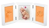 赤ちゃんの手形やフットプリント品質ウッド記念品フレームキットのためのキットデラックス鋳造NaiFeiプレシャスベイビー (ホワイトフレームオフ)