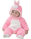 ウサギ マシュマロボア＆オーガニックコットン くまさんジャンプスーツ ふわふわ柔らか 抱きしめたくなるあったか カバーオール 選べる足先 手洗い可 スウィートフェアリーズ コスチューム まだらベビー服