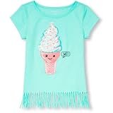 THE CHILDREN'S PLACE(ザ・チルドレンズプレイス) ショートスリーブインベリッシュグラフィックフリンジトップ トップス半袖Tシャツ 7～8歳【並行輸入】