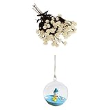 Dovewill お買い得　地中海スタイル　風景　花器　透明　花瓶　ガラスカバー　と　人工バラ　花束　造花　装飾用　6本　ギフト