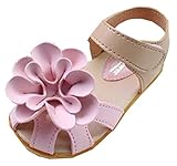 WIN ベビー おしゃれ 靴　フラワー モチーフ サンダル　夏 赤ちゃん キッズ 履き心地 柔らか マジックテープ ストラップ 滑り止め 付き 可愛い 花 女の子 シューズ (15cm, ピンク)
