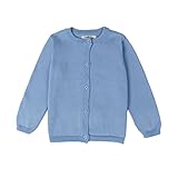 LittleSpring キッズ スクール カーディガン 無地 ブルー 長袖ニット アウター 子供服 女の子 女児 120