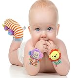 Edtoy動物幼児ベビー手首ラトル&足Finder Socks Monkey and Elephant Developmentalおもちゃセット赤ちゃんギフト