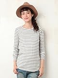 Angeliebe エンジェリーベ マタニティ 授乳口付き やわらか フライス クルー ネック Tシャツ 妊婦服 長袖 産前 産後 M ～ L グレー × オフ 20934 20934602