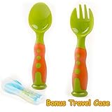 Kidsmile BPA Free Infant 3 Fork and Spoon Trainer Set / Comfortable Self Feeding Handle - Avoid Tipp