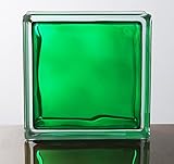ガラスブロック ◆◆◆デザイン豊富20種類◆◆◆（カラーシリーズ） 190mm角×80mm厚　 (1個（サンプル）, In Colored Green)