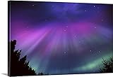Daryl Pedersonプレミアムシックラップキャンバス壁アート印刷題名Auroraコロナover Crow Creek Girdwood中の冬Southcentralアラスカ 48" x 32"