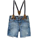OSHKOSH(オシュコシュ) サスペンダーデニムショーツサンフェードミディアム デニム ボトムスデニムショートパンツ 9ヶ月【並行輸入】