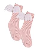 [kiejun] ベビーソックス 天使 羽 寝相アート 記念撮影 赤ちゃん 女の子 滑り止め付 くつ下 ハイソックス (1 ピンク 11～13cm)