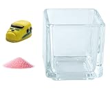 花市場直送便 ミニチュアガラス 新幹線 イエロー & カラーサンド パステルピンク & 植え込み用グラス ニューブロックS