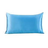 LilySilk(リリーシルク）絹綿枕カバー/35x55cm/ライトブルー/生地：シルク100％&コットン100％/枕カバー シルク