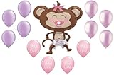 loonballoon MonkeyおむつおしゃぶりYes I ' m a Girlベビーシャワー13サファリジャングルバルーンセット