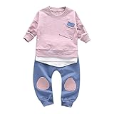 サクララ(Sakulala)子ども服 子供服チェック オシャレ 秋冬キッズ 2セット 男の子 長袖 レジャー 子供服 2点セット 女の子 上下セット (90, ピンク)