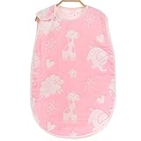 Aoming6重ガーゼ ベビー スリーパー 寝袋 綿100％ キッズ用 かわいい　動物パターン (大きい, ピンク)
