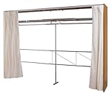 カーテン付きクローゼットロッカー上棚付き ワイドタイプ ナチュラル色 NJ-0365