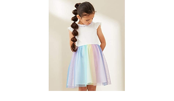Amazon エニィファム キッズ Any Fam Kids 100 130cm チュールスカートドッキング ワンピース ホワイト系 130 ワンピース チュニック 通販