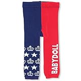 ベビードール ニットレギンス タイツ 総柄切替 キッズ ベビー S(65-85cm) レッド