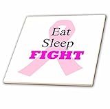 Anne Marie Baugh – 乳がんピンクリボンwith the単語食べる、睡眠、Fight – タイル 8-Inch-Ceramic ct_211119_3