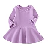 Karchi 子供服 ワンピース 綿製 ドレス裾 長袖 ゆったり 丸ネック字母柄 暖かい色 ファション 女の子 秋冬 防寒 保温 安値 秋 冬 通学 お出かけ着 柔らかい カジュアル シーズンお散歩 