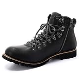 [AmeStar] ブーツ メンズ エンジニア チャッカ ワーク 靴 防水 ヒール サイド ジップ ショート boots バイク アウトドア マウンテン シューズ (ブラック, 25.5)
