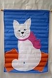 28X40 Embroidered Sewn White Cat Appliqued Nylon Garden Flag 28X40 [並行輸入品]
