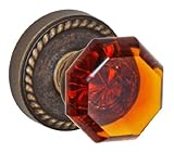 Fusion Hardware P-17-Z8-0-MDB Elite Collection Victorian Amber Glass Passage Knob with Rope Rose, Fu