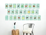 English Alphabet 08x10 Inch Print Wall Cards Our World Nature Themed Kid's Wall Art Nursery Decor Ki