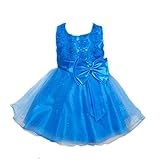 Lovoski 女の子　キュート　花　蝶結び　ベルト付き　プリンセスドレス　ドレス　花嫁介添人　全6色6サイズ - 青, 130