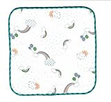 happy rainbowガーゼ　パイルミニハンカチ　ブルー