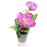 Potted人工パープルシルク牡丹花植物/インドアFauxフローラルCenterpiece w /ラウンドポット – MyGift ®