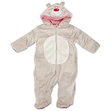 ベビー・赤ちゃん用 ふかふかテディーベア フードつきボディースーツ 長袖ロンパース カバーオール オールインワン つなぎ 冬 (9/12ヶ月) (ベージュ)